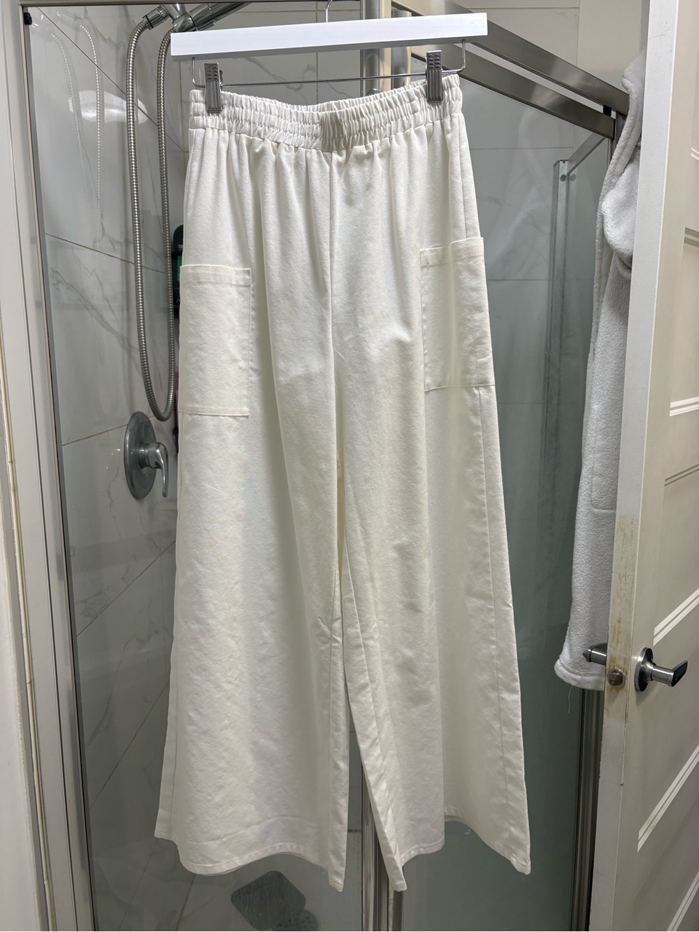 Princess Polly White Wide Leg Pants with Patch Pockets